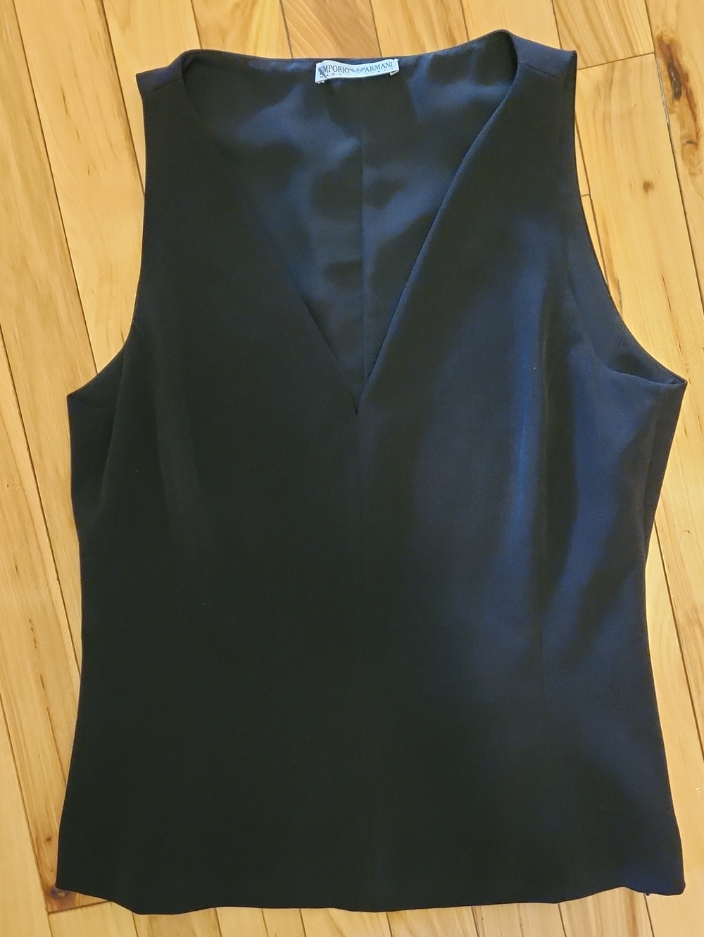 Emporio Armani Black Sleeveless V-Neck Shell With Side Zip